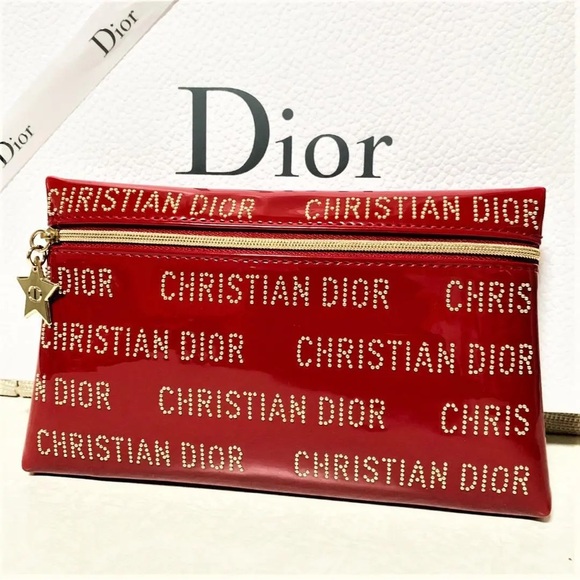 COPY - Christian Dior zip Pouch Clutch Mini Bag  Super Star ⭐️ Red - Picture 1 of 4